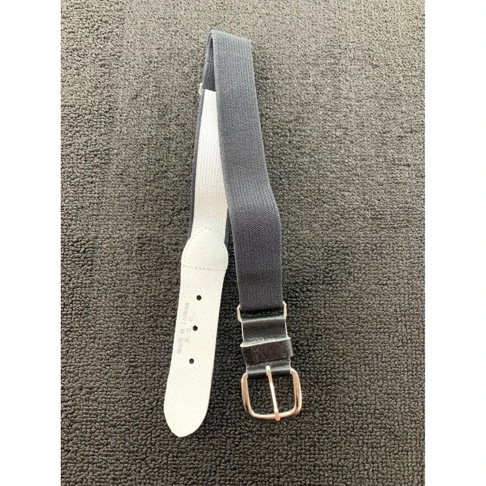 Kids Elastic Belt Adjustable Silver‎ Buckle Black Fabric